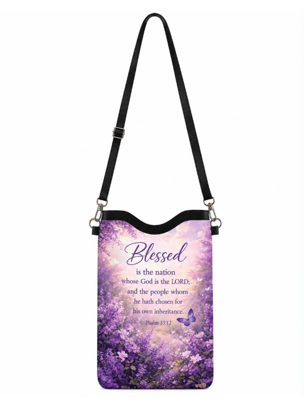 Blessed Psalm 33:12 Phone Crossbody Bag Inspirational Christian Purse